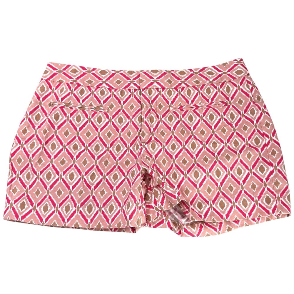 GAP Geometric Ikat Print Flat Front Tailored Cotton Shorts Womens Pink Size 2